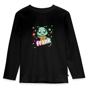 FRANK - Beautiful boy name with cute alien - Kids' Premium Longsleeve Shirt - black - Front - AI Model Kid Male (0cm)