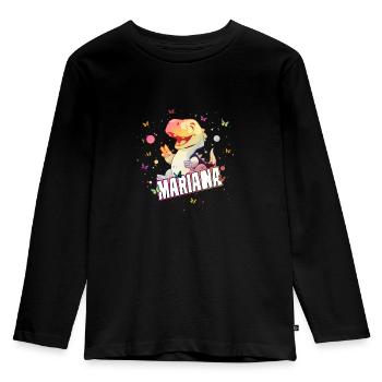 MARIANA - Beautiful GIRL name with cute DINO - Kids' Premium Longsleeve Shirt - black - Front - AI Model Kid Male (0cm)