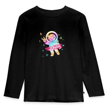 JONAH - Beautiful boy name with cute astronaut - Kids' Premium Longsleeve Shirt - black - Front - AI Model Kid Male (0cm)