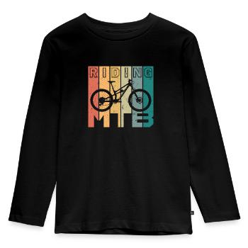 riding MTB - Kids' Premium Longsleeve Shirt - black - Front - AI Model Kid Male (0cm)