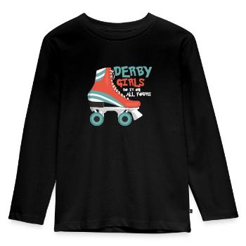 Derby Girls Do It On All Fours Skating Roller Derb - Kinder Premium Bio Langarmshirt - Schwarz - Vorne - AI Model Kid Male (0cm)
