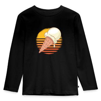 Retro Vintage Ice Cream T-Shirt - Kids' Premium Longsleeve Shirt - black - Front - AI Model Kid Male (0cm)
