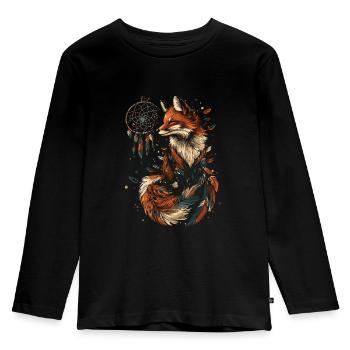 Fuchs Traumfänger - Kinder Premium Bio Langarmshirt - Schwarz - Vorne - AI Model Kid Male (0cm)