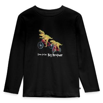 Big Brother, bientôt T Rex à vélo - T-shirt manches longues Premium Enfant - noir - Devant - AI Model Kid Male (0cm)