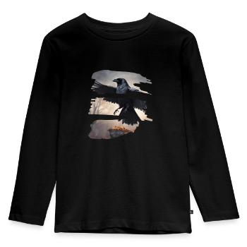 Dunkle Krähe zerrissen - Kinder Premium Bio Langarmshirt - Schwarz - Vorne - AI Model Kid Male (0cm)