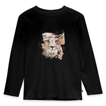 Tête de guépard - T-shirt manches longues Premium Enfant - noir - Devant - AI Model Kid Male (0cm)