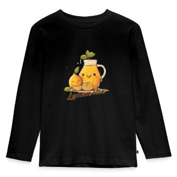 Lemom love - Kinder Premium Bio Langarmshirt - Schwarz - Vorne - AI Model Kid Male (0cm)