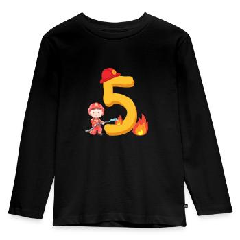 Fifth Birthday Fire Brigade Fire Extinguishing for the 5th - Kids' Premium Longsleeve Shirt - black - Front - AI Model Kid Male (0cm)