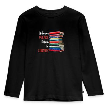 If Found Please Return To Library - Kids' Premium Longsleeve Shirt - black - Front - AI Model Kid Male (0cm)