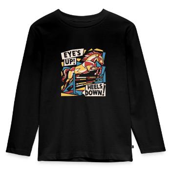 Augen hoch, Fersen runter - Kinder Premium Bio Langarmshirt - Schwarz - Vorne - AI Model Kid Male (0cm)