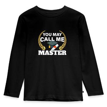 You can call me Master's Degree Design - Kids' Premium Longsleeve Shirt - black - Front - AI Model Kid Male (0cm)
