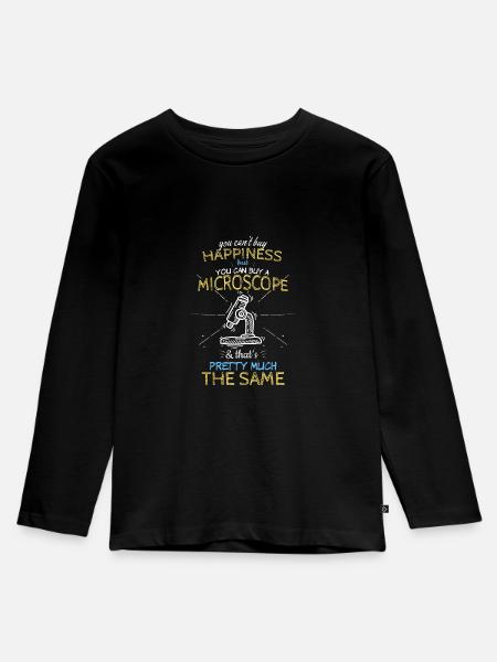 Mikroskop - Kinder Premium Bio Langarmshirt - Schwarz