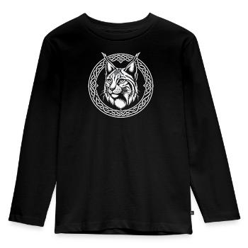 Keltischer Luchs - Kinder Premium Bio Langarmshirt - Schwarz - Vorne - AI Model Kid Male (0cm)