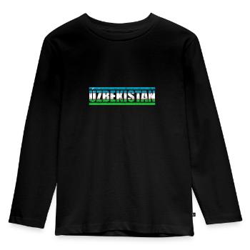 Usbekistan - Kinder Premium Bio Langarmshirt - Schwarz - Vorne - AI Model Kid Male (0cm)