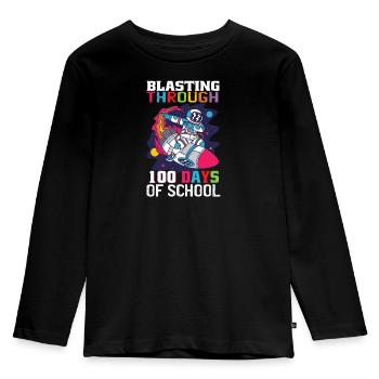 Sprengen Durch 100 Tage Schulrakete - Kinder Premium Bio Langarmshirt - Schwarz - Vorne - AI Model Kid Male (0cm)