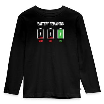 Battery remaining mom dad I full battery - Kids' Premium Longsleeve Shirt - black - Front - AI Model Kid Male (0cm)