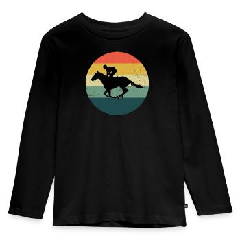Jagdreiten Reiten Dressour Equestrian - Kinder Premium Bio Langarmshirt - Schwarz - Vorne - AI Model Kid Male (0cm)