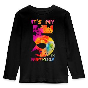 5ÈME ANNIVERSAIRE LICORNE C’EST MON 5ÈME ANNIVERSAIRE - T-shirt manches longues Premium Enfant - noir - Devant - AI Model Kid Male (0cm)