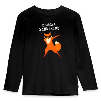 Endlich Schulkind Fuchse Dab Einschulung - Kinder Premium Bio Langarmshirt - Schwarz - Vorne - AI Model Kid Male (0cm)