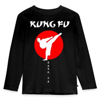 Kung Fu - Kinder Premium Bio Langarmshirt - Schwarz - Vorne - AI Model Kid Male (0cm)