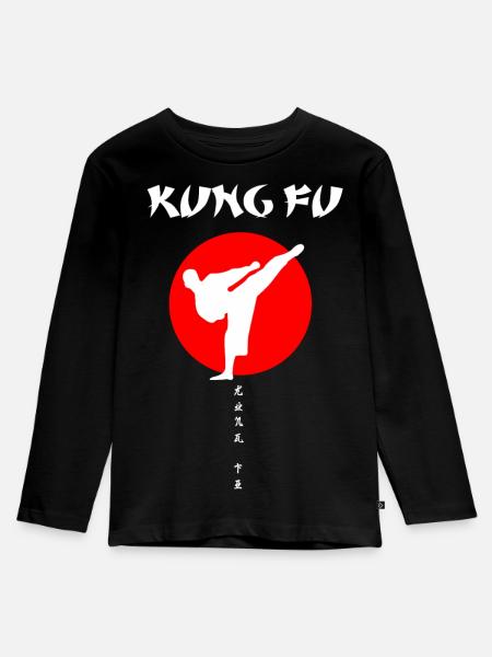 Kung Fu - Kinder Premium Bio Langarmshirt - Schwarz