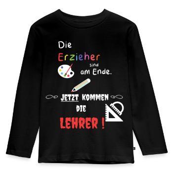 Grundschule Lustig Einschulung Motiv - Kinder Premium Bio Langarmshirt - Schwarz - Vorne - AI Model Kid Male (0cm)
