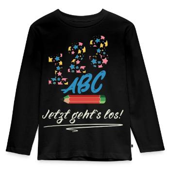 School enrollment - Here we go! Schoolchild Design - Kids' Premium Longsleeve Shirt - black - Front - AI Model Kid Male (0cm)