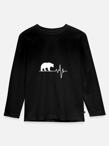 Bär - Kinder Premium Bio Langarmshirt - Schwarz