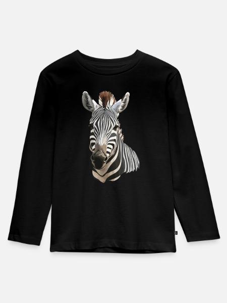 Zebra - Kinder Premium Bio Langarmshirt - Schwarz
