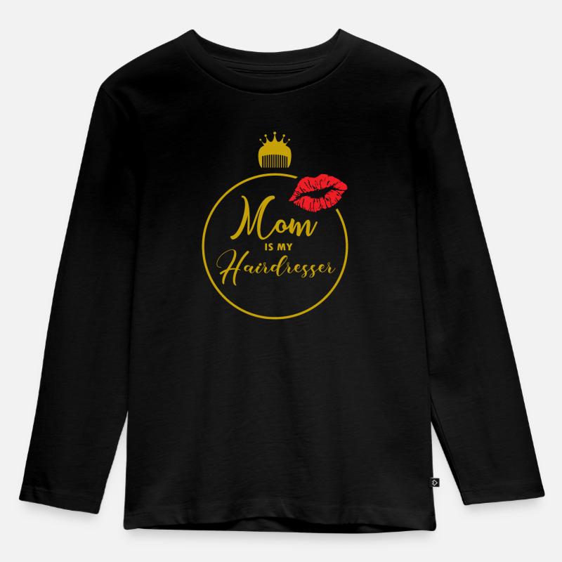 Haarschnitt von mama - Kinder Premium Bio Langarmshirt - Schwarz
