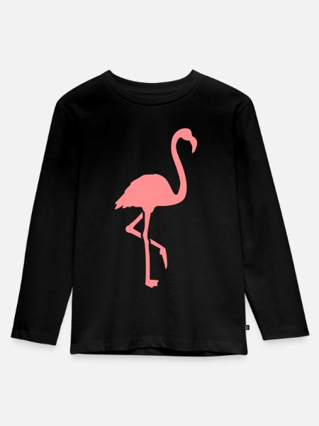 Flamingo - Kinder Premium Bio Langarmshirt - Schwarz