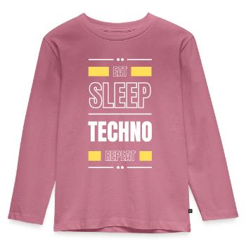eat sleep techno repeat gift idea saying party - Kids' Premium Longsleeve Shirt - mauve - Front - AI Model Kid Female (0cm)
