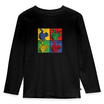 Écureuil noix forêt arbre animal cadeau vintage - T-shirt manches longues Premium Enfant - noir - Devant - AI Model Kid Male (0cm)
