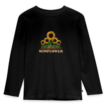 Sonnenblume - Kinder Premium Bio Langarmshirt - Schwarz - Vorne - AI Model Kid Male (0cm)