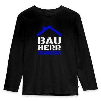 Bauherr Junior Bauherren Junge Baustelle Hausbau - Kinder Premium Bio Langarmshirt - Schwarz - Vorne - AI Model Kid Male (0cm)