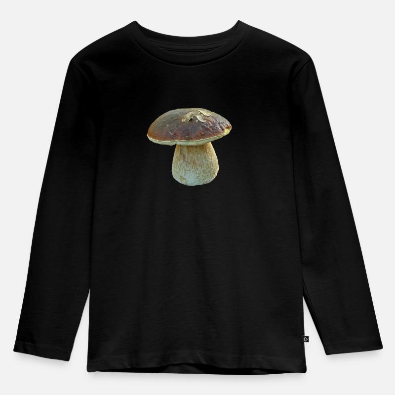 Steinpilz - Kinder Premium Bio Langarmshirt - Schwarz