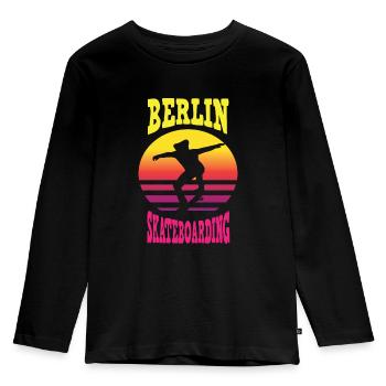 Skateboard Skateboardfahrer Berlin Skaten - Kinder Premium Bio Langarmshirt - Schwarz - Vorne - AI Model Kid Male (0cm)
