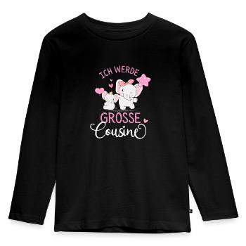 Ich werde Große Cousine 2025 Mädchen Regenbogen - Kinder Premium Bio Langarmshirt - Schwarz - Vorne - AI Model Kid Male (0cm)
