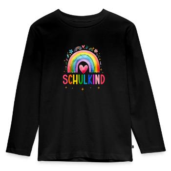 Schulkind 2025 Regenbogen Mädchen Einschulung 2025 - Kinder Premium Bio Langarmshirt - Schwarz - Vorne - AI Model Kid Male (0cm)