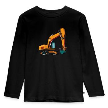 Großer Bagger - Kinder Premium Bio Langarmshirt - Schwarz - Vorne - AI Model Kid Male (0cm)