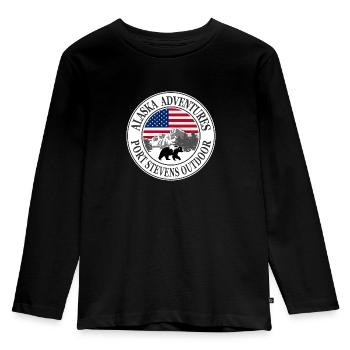 Alaska - Bear - USA Flag - Kids' Premium Longsleeve Shirt - black - Front - AI Model Kid Male (0cm)