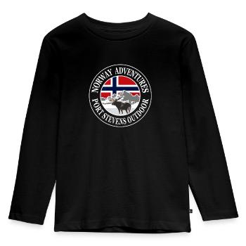 Norvège - Elk - Drapeau norvégien - T-shirt manches longues Premium Enfant - noir - Devant - AI Model Kid Male (0cm)