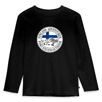 Finlande Alaska Adventures - drapeau et huskies - T-shirt manches longues Premium Enfant - noir - Devant - AI Model Kid Male (0cm)