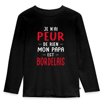 Je n'ai peur de rien mon papa est Bordelais - T-shirt manches longues Premium Enfant - noir - Devant - AI Model Kid Male (0cm)