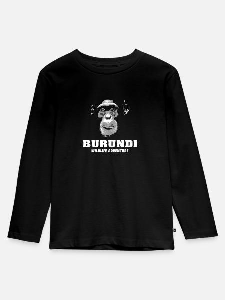 Burundi - Schimpanse - Kinder Premium Bio Langarmshirt - Schwarz