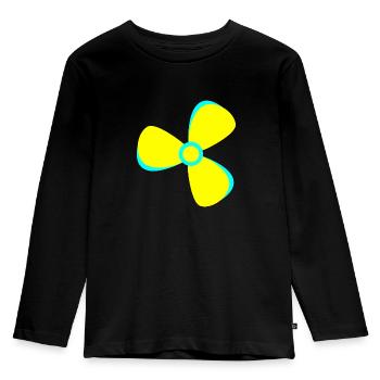 Seefahrer Kapitän Propeller Boot Gelb - Kinder Premium Bio Langarmshirt - Schwarz - Vorne - AI Model Kid Male (0cm)