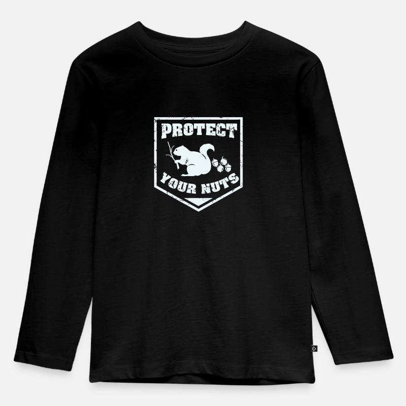 Protect your nuts t-shirt - Kinder Premium Bio Langarmshirt - Schwarz