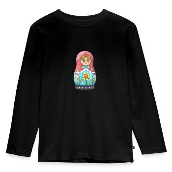 Babushka Matroschka - Kinder Premium Bio Langarmshirt - Schwarz - Vorne - AI Model Kid Male (0cm)