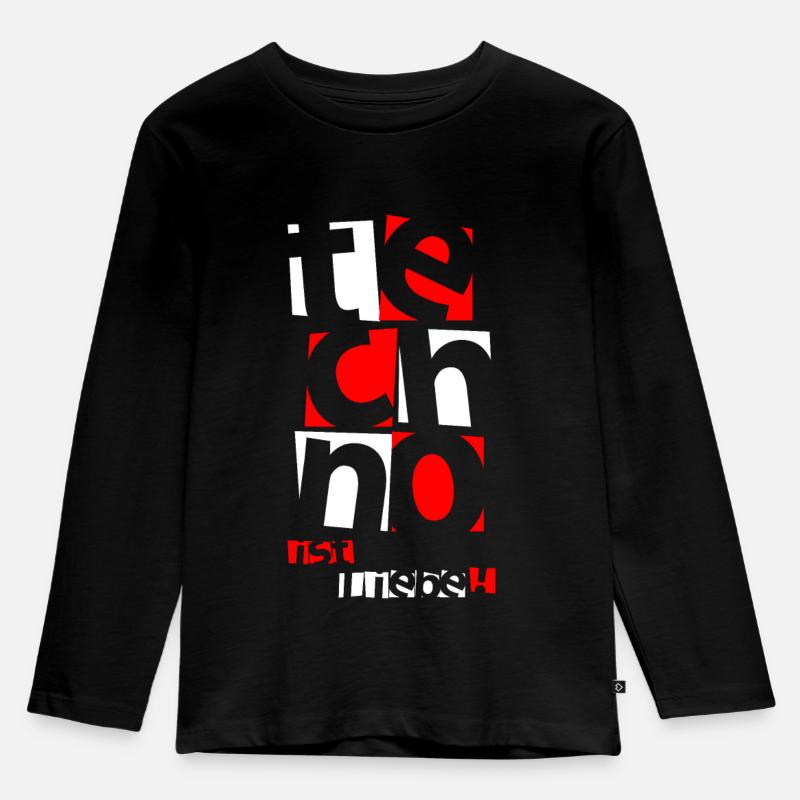 Techno - Techno music - techno is love ( bianco) - Maglia a maniche lunghe ecologica premium per bambini - nero