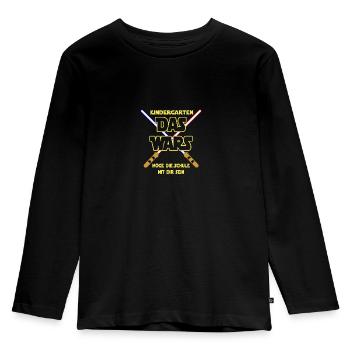 KINDERGARTEN - DAS WARS - MÖGE DIE SCHULE MIT... - Kinder Premium Bio Langarmshirt - Schwarz - Vorne - AI Model Kid Male (0cm)